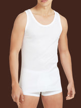 Filo di Scozia - Canottiera spalla larga in cotone Bianchi Uomo - Ragno