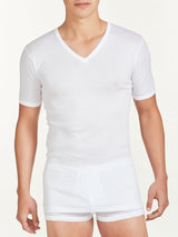 Filo di Scozia - Maglietta scollo a V in cotone Bianchi Uomo - Ragno