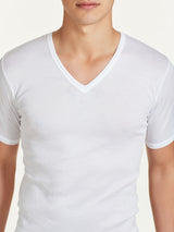 Filo di Scozia - Maglietta scollo a V in cotone Bianchi Uomo - Ragno