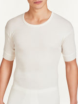 Merino Strong - Maglietta girocollo in costina di lana pesante Bianchi Uomo - Ragno