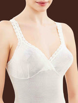 Lana Seta - Top taglio seno in lana e seta Bianchi Donna - Ragno