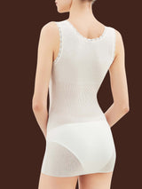 Lana Seta - Canottiera spalla larga in lana e seta Bianchi Donna - Ragno