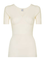 Lana Seta - Maglietta a manica corta in lana e seta Bianchi Donna - Ragno