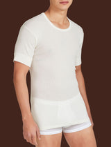 Merino Light - Maglietta girocollo in costina di lana leggera Bianchi Uomo - Ragno