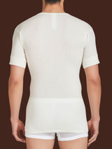 Merino Light - Maglietta girocollo in costina di lana leggera Bianchi Uomo - Ragno