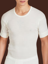 Merino Light - Maglietta girocollo in costina di lana leggera Bianchi Uomo - Ragno