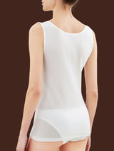 Filo di Scozia - Canottiera spalla larga in maglia unita di Filo di Scozia Bianchi Donna - Ragno