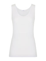 Filo di Scozia - Canottiera spalla larga in maglia unita di Filo di Scozia Bianchi Donna - Ragno