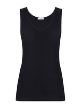 Filo di Scozia - Canottiera spalla larga in maglia unita di Filo di Scozia Neri Donna - Ragno