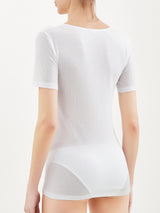 Filo di Scozia - Maglietta in maglia unita di Filo di Scozia Bianchi Donna - Ragno