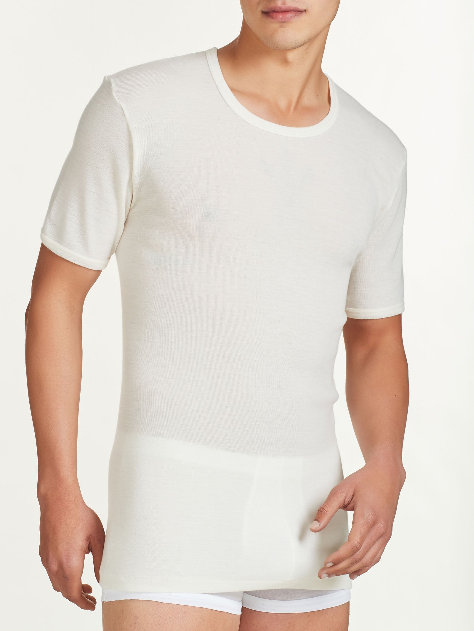 Merino Medium - Maglietta girocollo in lana di peso medio Bianchi Uomo - Ragno