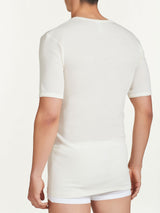 Merino Medium - Maglietta scollo a V in lana di peso medio Bianchi Uomo - Ragno