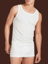 Sintonia luxury - Canottiera spalla larga lana fuori e cotone sulla pelle Bianchi Uomo - Ragno