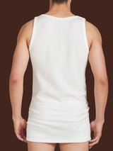 Sintonia luxury - Canottiera spalla larga lana fuori e cotone sulla pelle Bianchi Uomo - Ragno