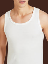 Sintonia luxury - Canottiera spalla larga lana fuori e cotone sulla pelle Bianchi Uomo - Ragno