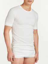 Sintonia luxury - Maglietta girocollo lana fuori e cotone sulla pelle Bianchi Uomo - Ragno