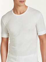 Sintonia luxury - Maglietta girocollo lana fuori e cotone sulla pelle Bianchi Uomo - Ragno