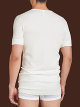 Sintonia luxury - Maglietta con scollo a V lana fuori e cotone sulla pelle Bianchi Uomo - Ragno