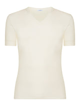 Sintonia luxury - Maglietta con scollo a V lana fuori e cotone sulla pelle Bianchi Uomo - Ragno