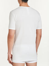 Sintonia - Maglietta con scollo a V in tessuto doubleface Bianchi Uomo - Ragno