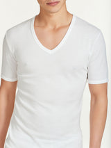 Sintonia - Maglietta con scollo a V in tessuto doubleface Bianchi Uomo - Ragno