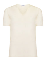 Sintonia - Maglietta con scollo a V in tessuto doubleface Bianchi Uomo - Ragno