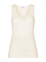 Sintonia Luxury - Canottiera spalla larga lana fuori e cotone sulla pelle con pizzo Bianchi Donna - Ragno