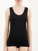 Sintonia - Canottiera spalla larga in tessuto doubleface Neri Donna - Ragno