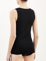 Sintonia - Canottiera spalla larga in tessuto doubleface Neri Donna - Ragno