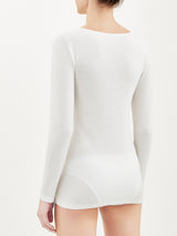 Sintonia - Maglietta a manica lunga in tessuto doubleface Bianchi Donna - Ragno