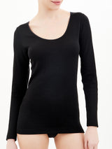 Sintonia - Maglietta a manica lunga in tessuto doubleface Neri Donna - Ragno