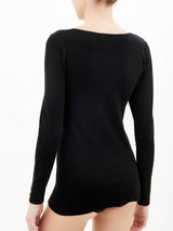 Sintonia - Maglietta a manica lunga in tessuto doubleface Neri Donna - Ragno