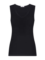 Pura Lana - Canottiera spalla larga in lana di peso medio con pizzo Neri Donna - Ragno