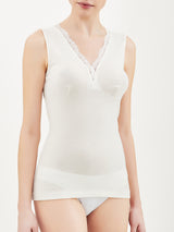 Merino Medium - Canottiera a spalla larga in lana Bianchi Donna - Ragno