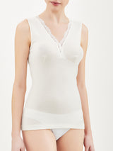 Merino Medium - Canottiera a spalla larga in lana Bianchi Donna - Ragno