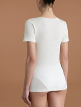 Merino Medium - Maglietta scollo a V in lana Bianchi Donna - Ragno