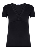 Merino Medium - Maglietta scollo a V in lana Neri Donna - Ragno