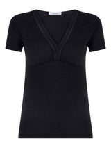 Merino Medium - Maglietta scollo a V in lana Neri Donna - Ragno