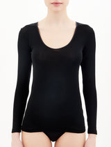 Lana Seta - Maglietta a manica lunga in lana e seta Neri Donna - Ragno