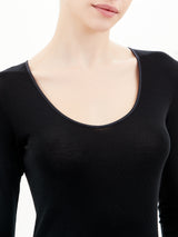 Lana Seta - Maglietta a manica lunga in lana e seta Neri Donna - Ragno