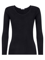 Lana Seta - Maglietta a manica lunga in lana e seta Neri Donna - Ragno