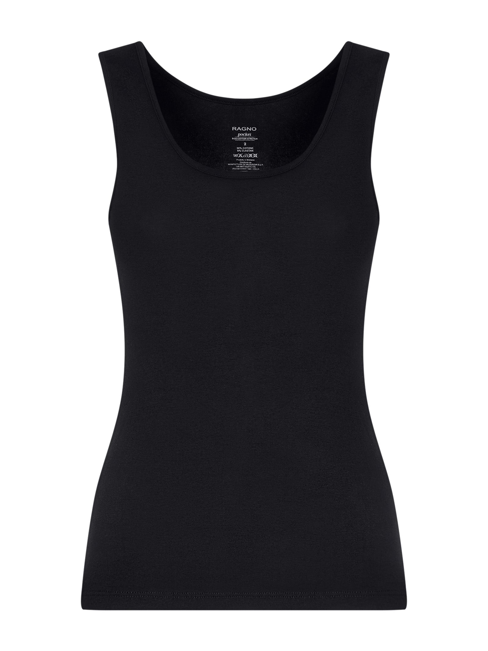 Pocket - Canottiera in cotone elasticizzato Neri Donna - Ragno