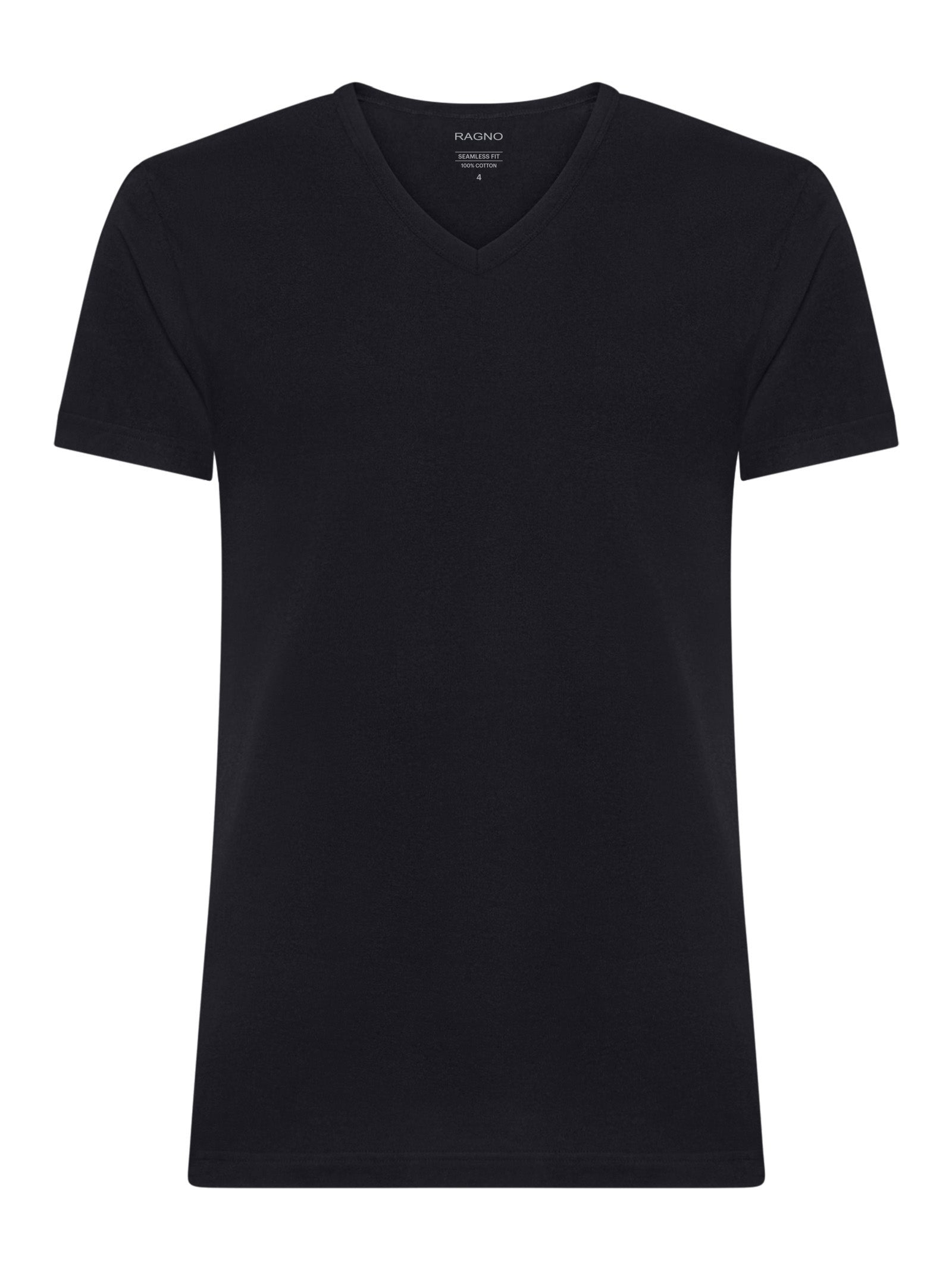 100% Cotton - Maglietta scollo a V in cotone  Neri Uomo - Ragno