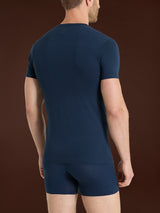 100% Cotton - Maglietta scollo a V in cotone Blu Uomo - Ragno