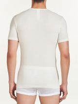 Maglietta girocollo in lana e seta Bianchi Uomo - Ragno