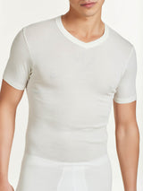 WSK - Maglietta scollo a V in lana e seta Neri Uomo - Ragno