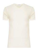 WSK - Maglietta scollo a V in lana e seta Bianchi Uomo - Ragno