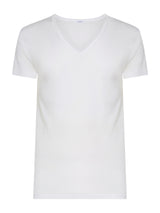 Satin Cotton - Maglietta con scollo a V in cotone mercerizzato Bianchi Uomo - Ragno
