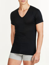 Satin Cotton - Maglietta con scollo a V in cotone mercerizzato Neri Uomo - Ragno