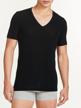 Wonderwool - Maglietta scollo a V in lana Neri Uomo - Ragno